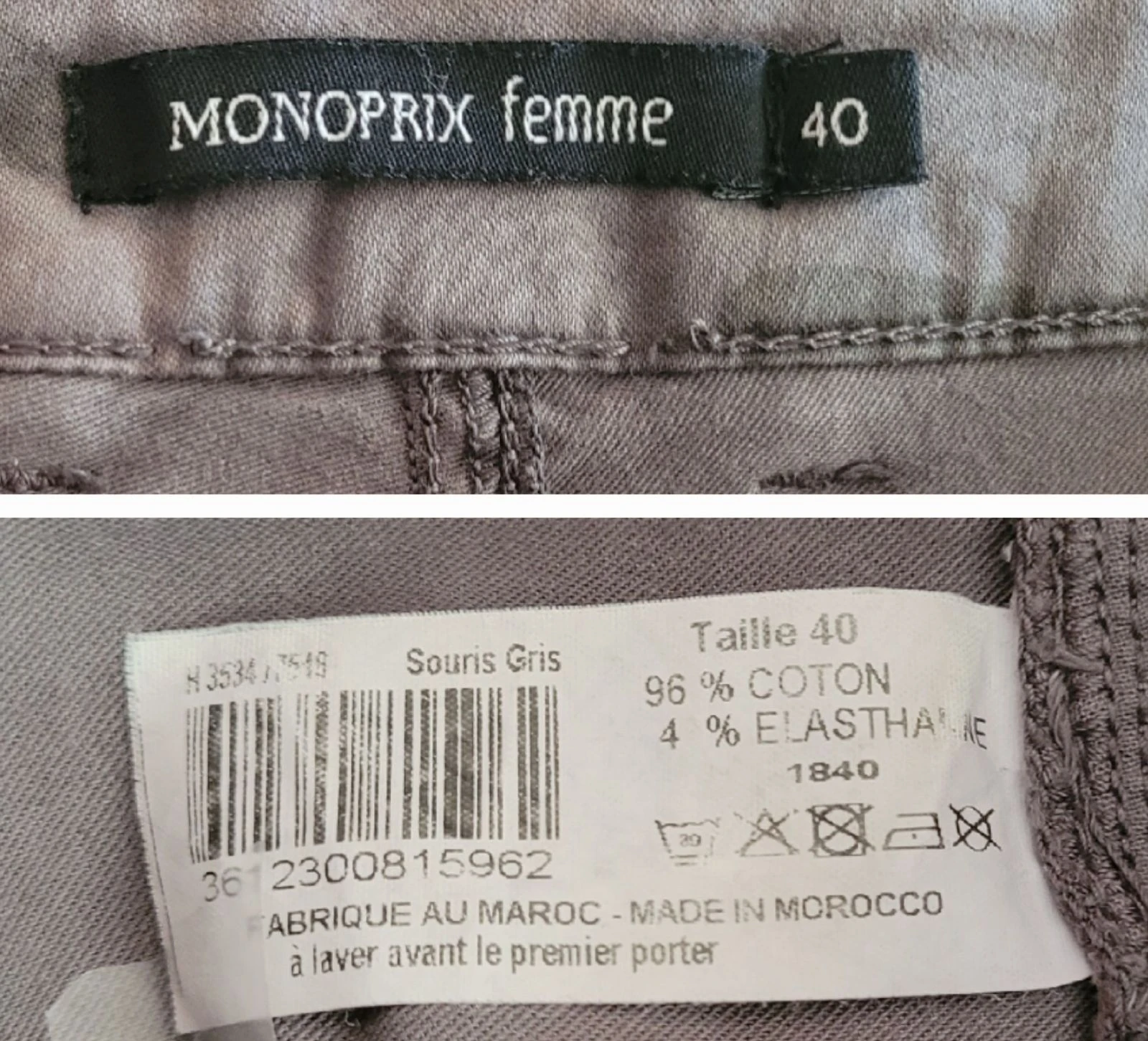 Monoprix Calça/Jeans Skinny TFr40/TL - Estampa Militar Cinza e Cintura Média em Ótimo Estado – photo 5